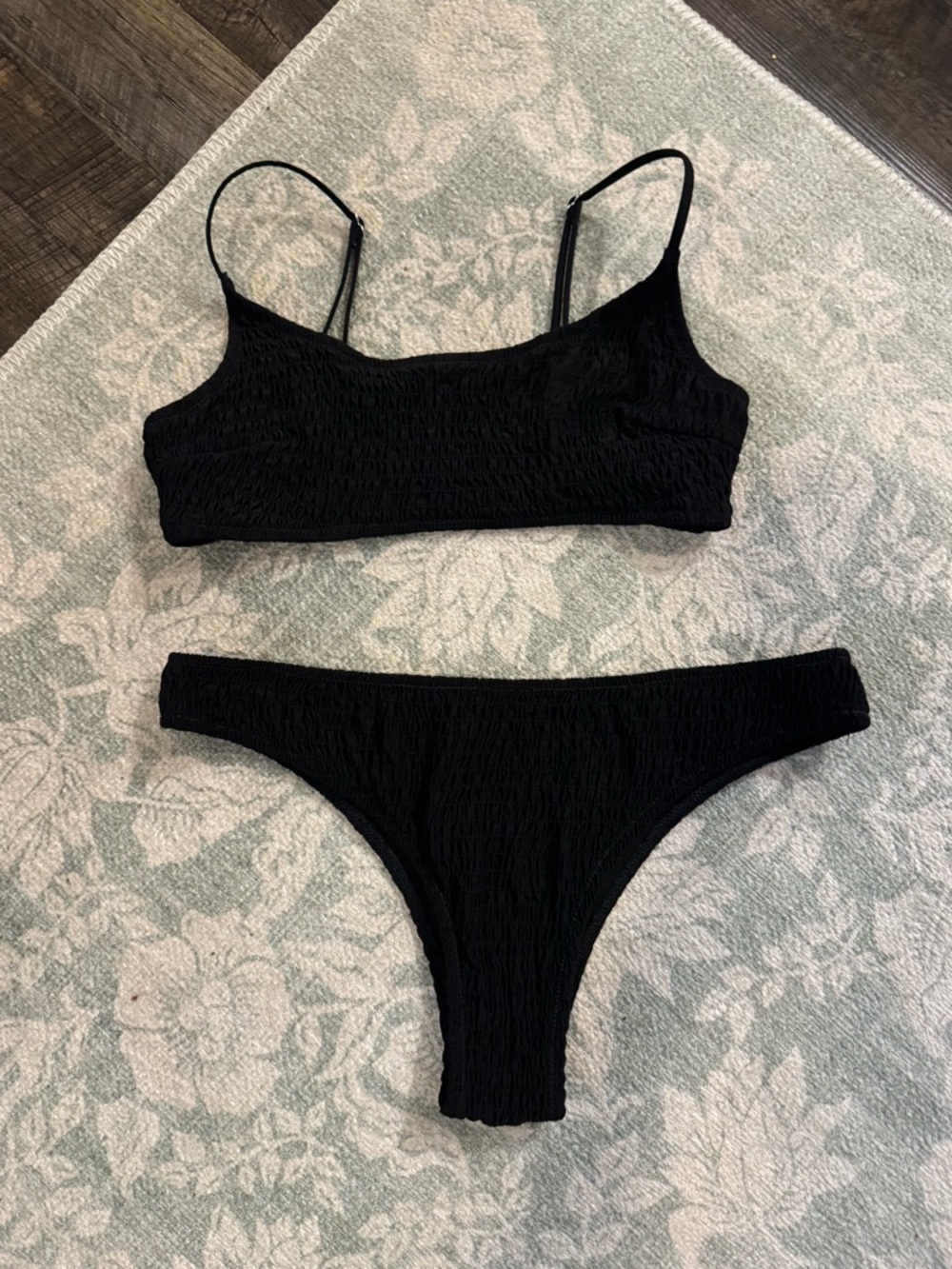 H&M - Black Smocked Bikini Set